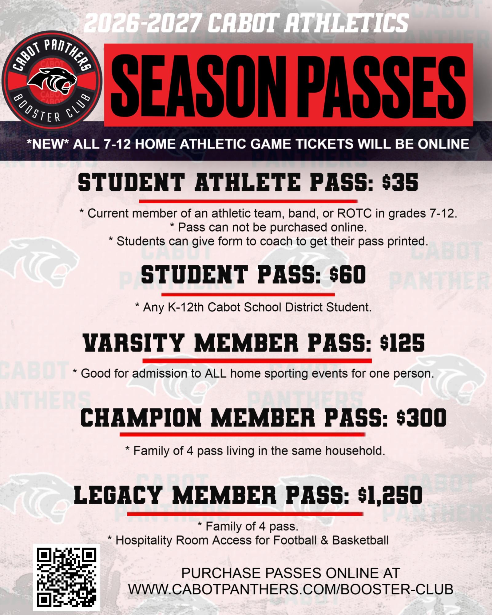 2026-2027 Athletic Booster Passes